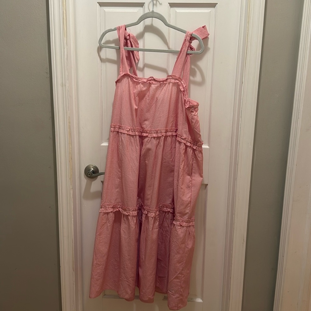 Lisa Marie Fernandez x target. Pinky/red white stripped  dress. L